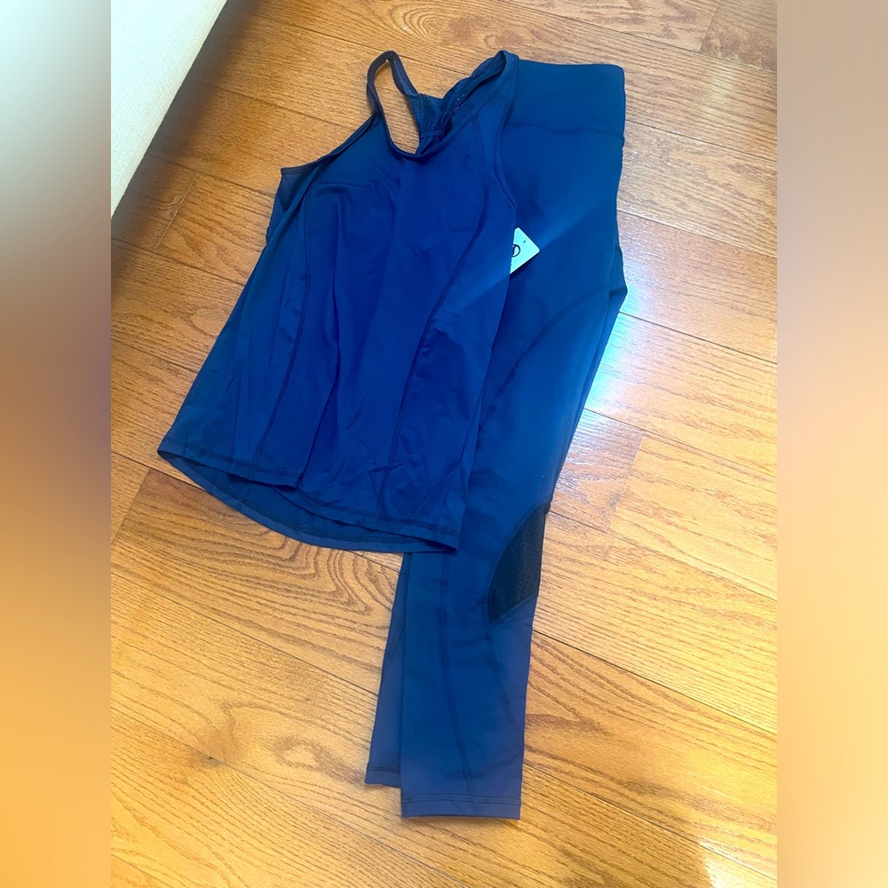 Exercise outfit, navy blue with some black